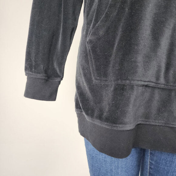 Brunette The Label Black Cotton Velour Hoodie Sweatshirt Size XS/S - Picture 3 of 8